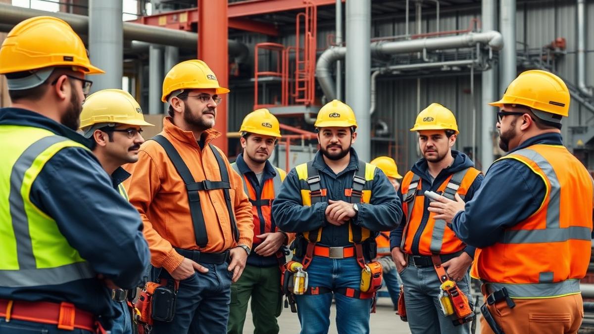 Treinamento de segurança com equipe técnica em campo